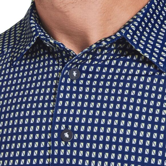Mizzen + Main Men's Geometric Trim Fit Short Sleeve Polo Shirt Blue Small NWOT - Picture 7 of 11